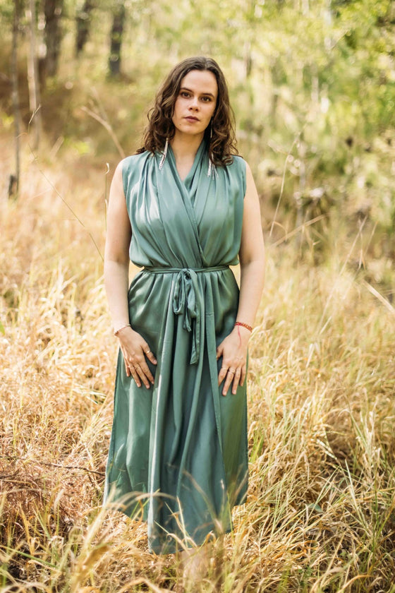 Majestic Wrap Dress- Aqua